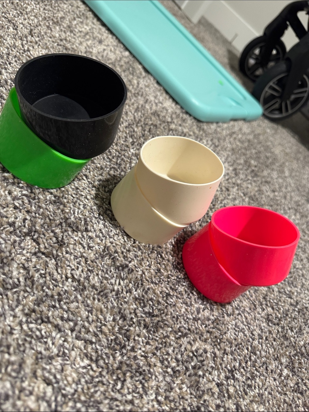 Set of 6 Colorful Silicone Cup boots  - Black, Green, Cream, Hot Pink